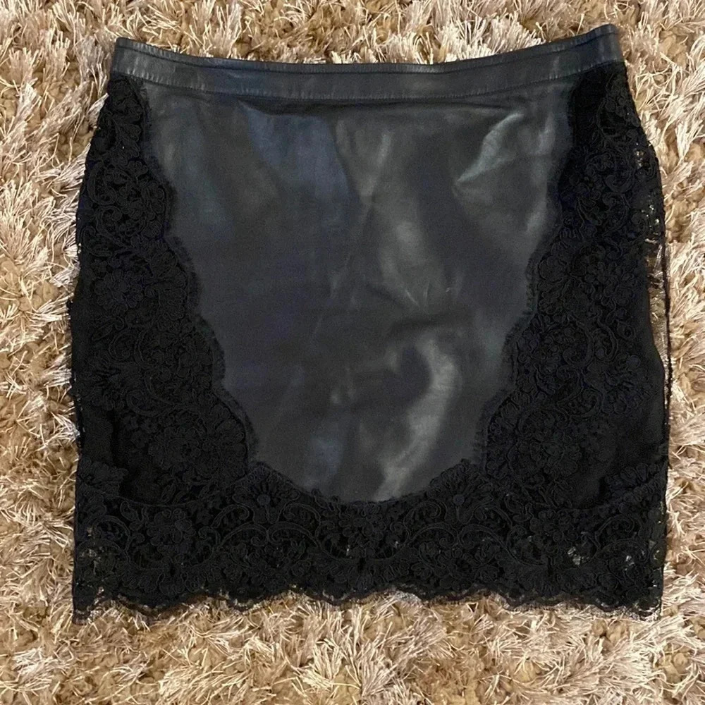 ROBERTO Cavalli leather/lace skirt size L - Picture 2 of 6